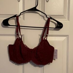 Auden Women’s Berry Red Lace Adjustable Straps Balconette Bra Size 36D NWT
